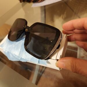 Black and Silver Glitter Square Sunglasses NIB